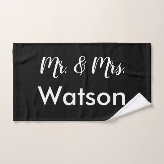 Aangepaste zwart-wit Mr & Mrs Badhanddoek Set Bad Handdoek (Handdoek)