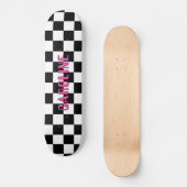 Aangepaste Zwart Wit Neon Roze Abstracte Geometris Skateboard (Voorkant)