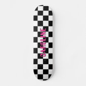 Aangepaste Zwart Wit Neon Roze Abstracte Geometris Skateboard (Voorkant)