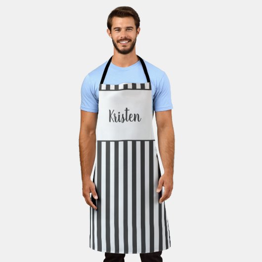 Aangepaste zwart-wit patroon Gepersonaliseerde tek Schort (Gedragen)