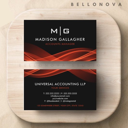 Aangepaste zwart-wit rode professional visitekaartje