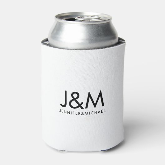 Aangepaste zwart-wit Sjabloon Initiaal Monogram Blikjeskoeler (Blikje Voorkant)