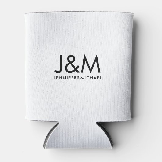 Aangepaste zwart-wit Sjabloon Initiaal Monogram Blikjeskoeler (Voorkant)