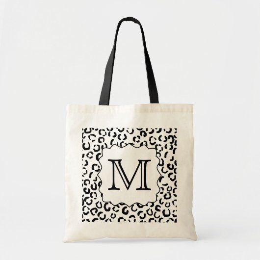 Aangepaste zwart-witmonogram luipaard afdrukken. tote bag (Voorkant)