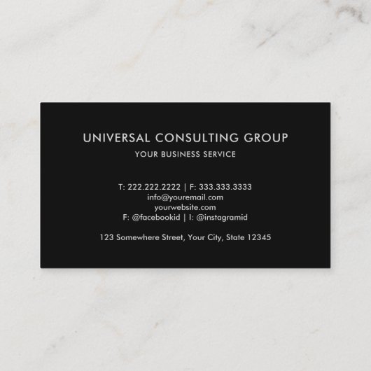 Aangepaste zwart-witte maan ruimte Professional Bi Visitekaartje (Achterkant)