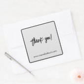Aangepaste Zwart Witte Zakelijke "Dank U" Vierkante Sticker (Envelop)