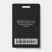 Aangepaste Zwarte Bedrijfslogo Naam Titel Bar Code Badge (Achterkant)