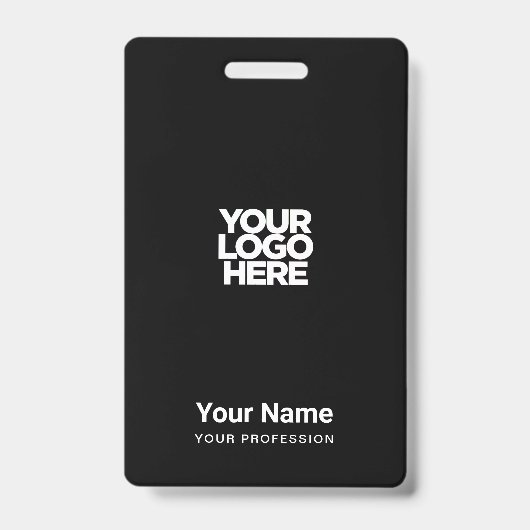 Aangepaste Zwarte Bedrijfslogo Naam Titel Bar Code Badge (Voorzijde)
