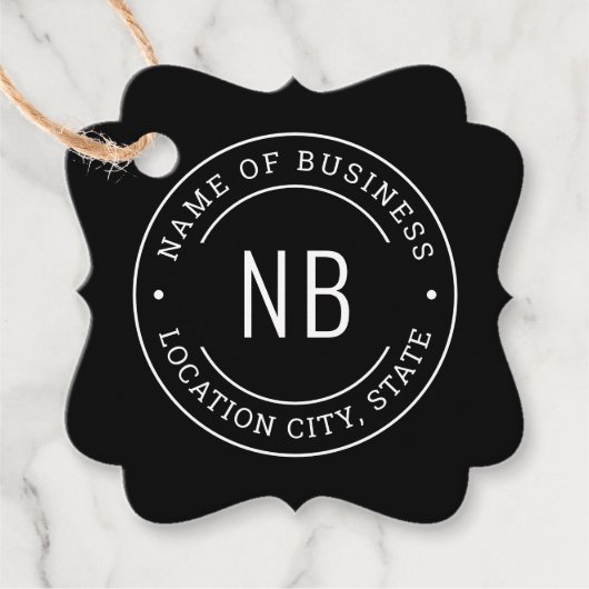 Aangepaste zwarte bedrijfsnaam bedankjes labels (Voorkant)