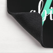 Aangepaste zwarte Blauwgroen moderne monogram naam Muismat (Hoek)