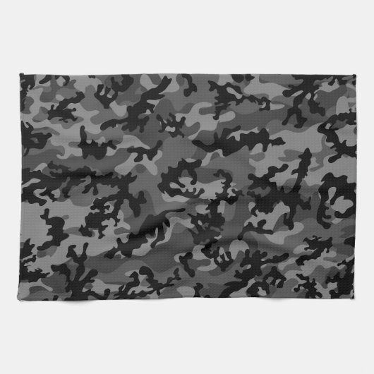 Aangepaste zwarte Camo Kitchen-handdoeken Theedoek (Horizontaal)