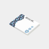Aangepaste zwarte en blauwe bloemrand post-it® notes (Schuin)