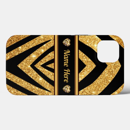 Aangepaste zwarte en gouden zebra Print Phone Case (Achterkant (horizontaal))