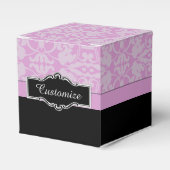 Aangepaste zwarte en roze Damask Cube Favor Box Bedankdoosjes (Voorkant Zijde)