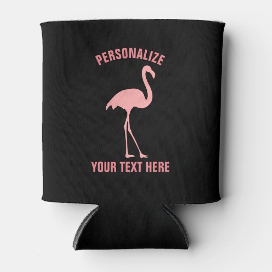 Aangepaste zwarte en roze flamingovogel koelboxxen blikjeskoeler (Voorkant)