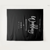 Aangepaste zwarte en witte bruiloft achtergrond wandkleed (Voorkant (horizontaal))