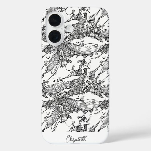 Aangepaste zwarte en witte bultrug walvis Case-Mate iPhone case (Achterkant)