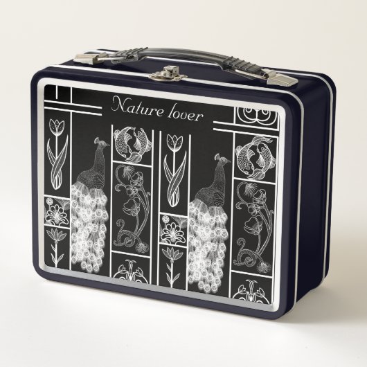 Aangepaste zwarte en witte elegante lunchbox (Voorkant)
