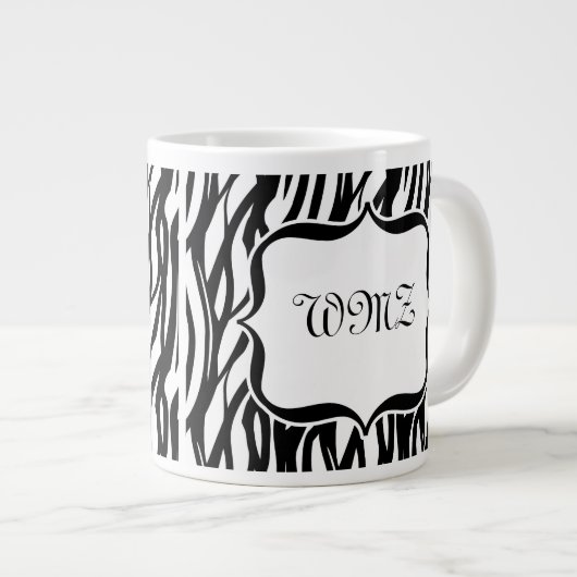 Aangepaste zwarte en witte Funky Zebra Stripes Jumbo Mok (Voorkant rechts)