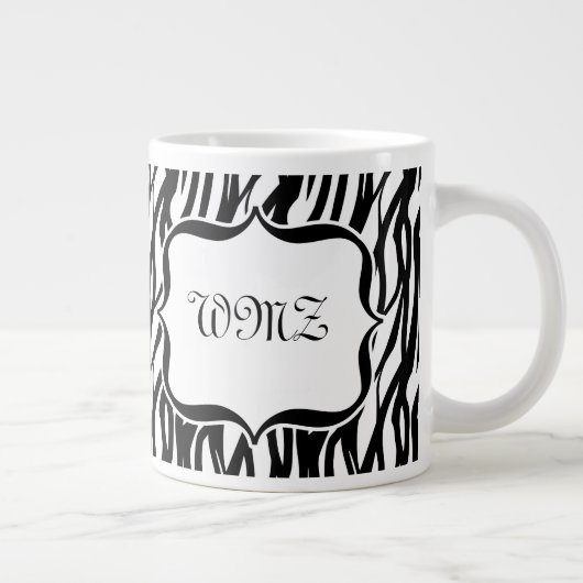 Aangepaste zwarte en witte Funky Zebra Stripes Jumbo Mok (Rechts)