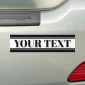 Aangepaste zwarte en witte naam Stripe Bumpersticker (Op auto)