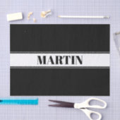 Aangepaste zwarte en witte naam Stripe Tissuepapier (Craft)