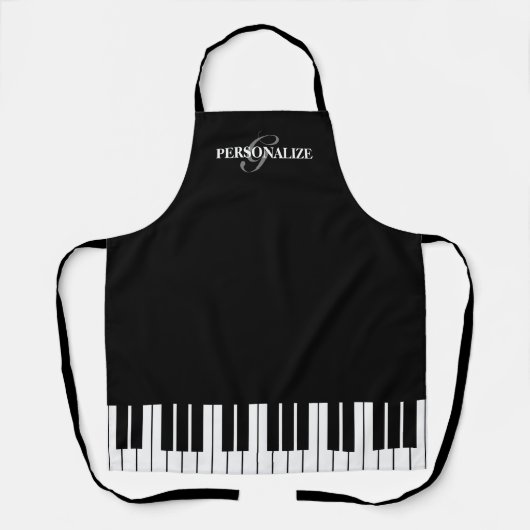 Aangepaste zwarte en witte pianosleutels keuken ko schort (Voorkant)