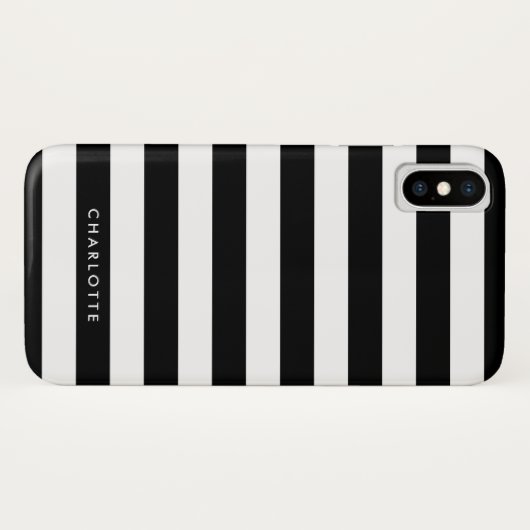 Aangepaste zwarte en witte strepen Case-Mate iPhone case (Achterkant (horizontaal))