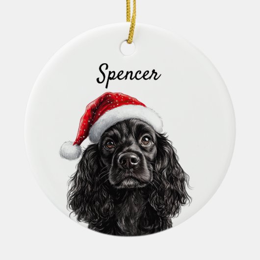 Aangepaste zwarte Engelse Cocker Spaniel Keramisch Ornament (Voorkant)