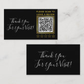 Aangepaste zwarte Gold QR Code Business Google Rev Informatiekaartje (Voorkant / Achterkant)
