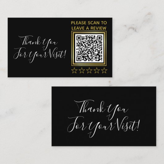 Aangepaste zwarte Gold QR Code Business Google Rev Informatiekaartje (Voorkant / Achterkant)