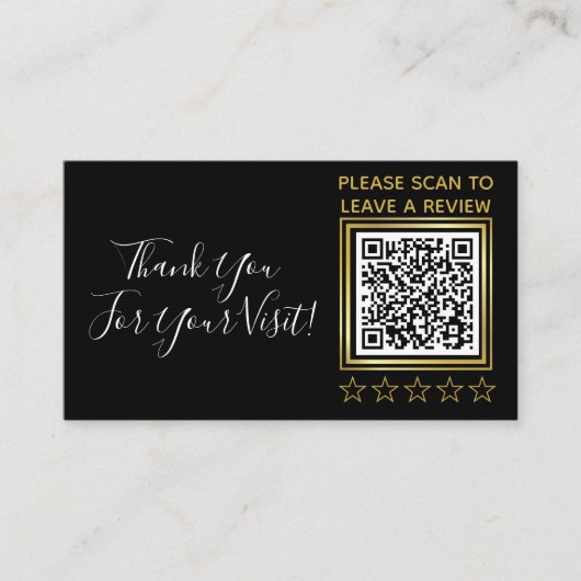 Aangepaste zwarte Gold QR Code Business Google Rev Informatiekaartje (Voorkant)