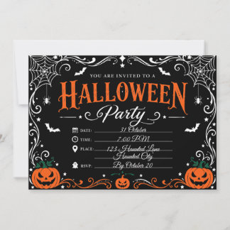 Aangepaste zwarte gotische Halloween-feestuitnodig Kaart
