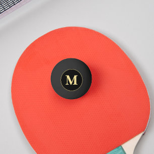 Aangepaste zwarte gouden monogrammaticale tafelten pingpongballen