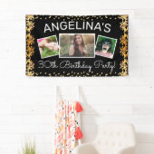 Aangepaste zwarte & goudfoto op feestdag spandoek (Insitu)