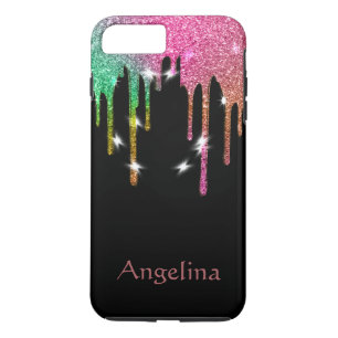 Aangepaste zwarte goudglitter-Confetti iPhone 8 Plus / 7 Plus Hoesje
