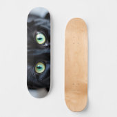 Aangepaste Zwarte Kat Ogen Kat Pet Foto Schaats De Skateboard (Voorkant)