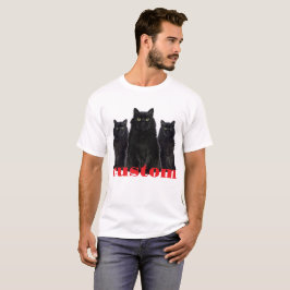 Aangepaste zwarte katten grafisch T-shirt