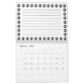 Aangepaste zwarte kattenpoot printkalender met not kalender (Feb 2026)