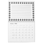 Aangepaste zwarte kattenpoot printkalender met not kalender (Jan 2026)