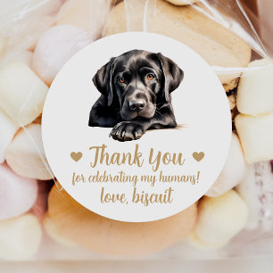 Aangepaste Zwarte Lab Hond Wedding Favoriet Sticke Ronde Sticker