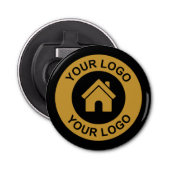 Aangepaste zwarte Logo voor bedrijven Button Flesopener (Voorkant)