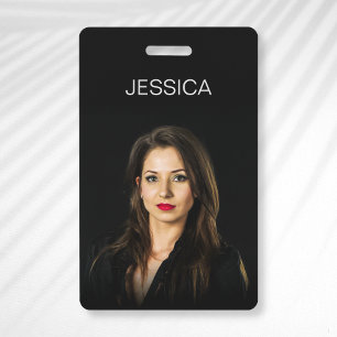Aangepaste zwarte minimale bedrijfs werknemer foto badge