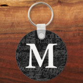Aangepaste zwarte moderne monogram Sleutelhanger (Voorkant)