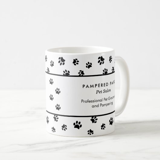 Aangepaste Zwarte Pootafdrukken Professionele Dier Koffiemok (Voorkant rechts)