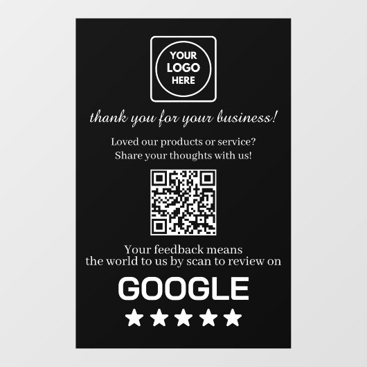 Aangepaste zwarte QR-code | Google Reviews-display Raamsticker (Vel)