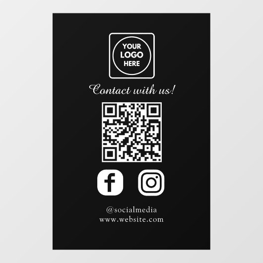 Aangepaste zwarte QR-code | Social Media-display Raamsticker (Vel)