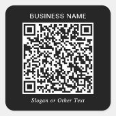 Aangepaste Zwarte QR Code Zakelijk Vierkante Sticker (Voorkant)