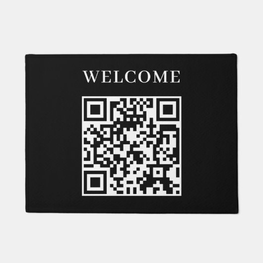 Aangepaste Zwarte QR | Minimalistische Welkomdispl Deurmat (Voorkant)
