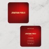Aangepaste zwarte rode Sjabloon legante zijde Vierkante Visitekaartje (Voorkant / Achterkant)